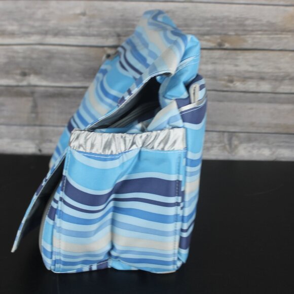Ju Ju Be Baby Diaper Bag Crossbody Blue Striped W/Changing Mat New Teflon Be All - Picture 7 of 16